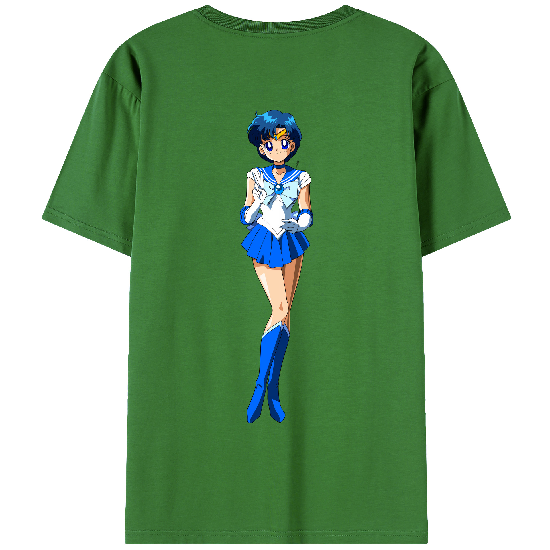 （画像用） 美少女戦士セーラームーン 水野 亜美 みずの あみ Sailor Moon Mizuno Ami レディース半袖Tシャツ(バックプリント)